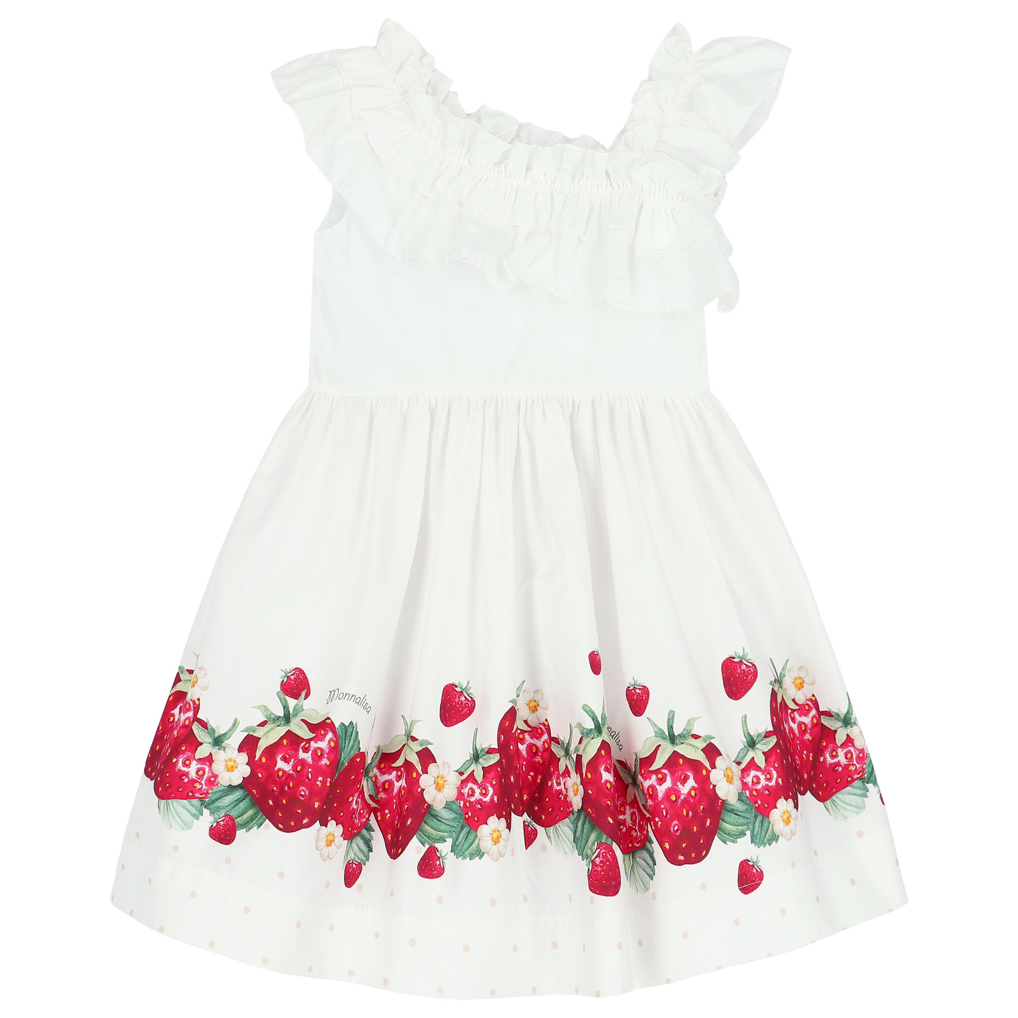 Monnalisa Girls White Red Strawberry Dress Junior Couture UAE